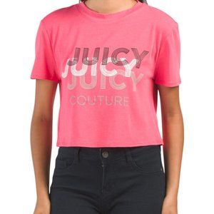 Juicy Couture Stroke Graphic Logo T-shirt Black Combo Size Large (Coral)